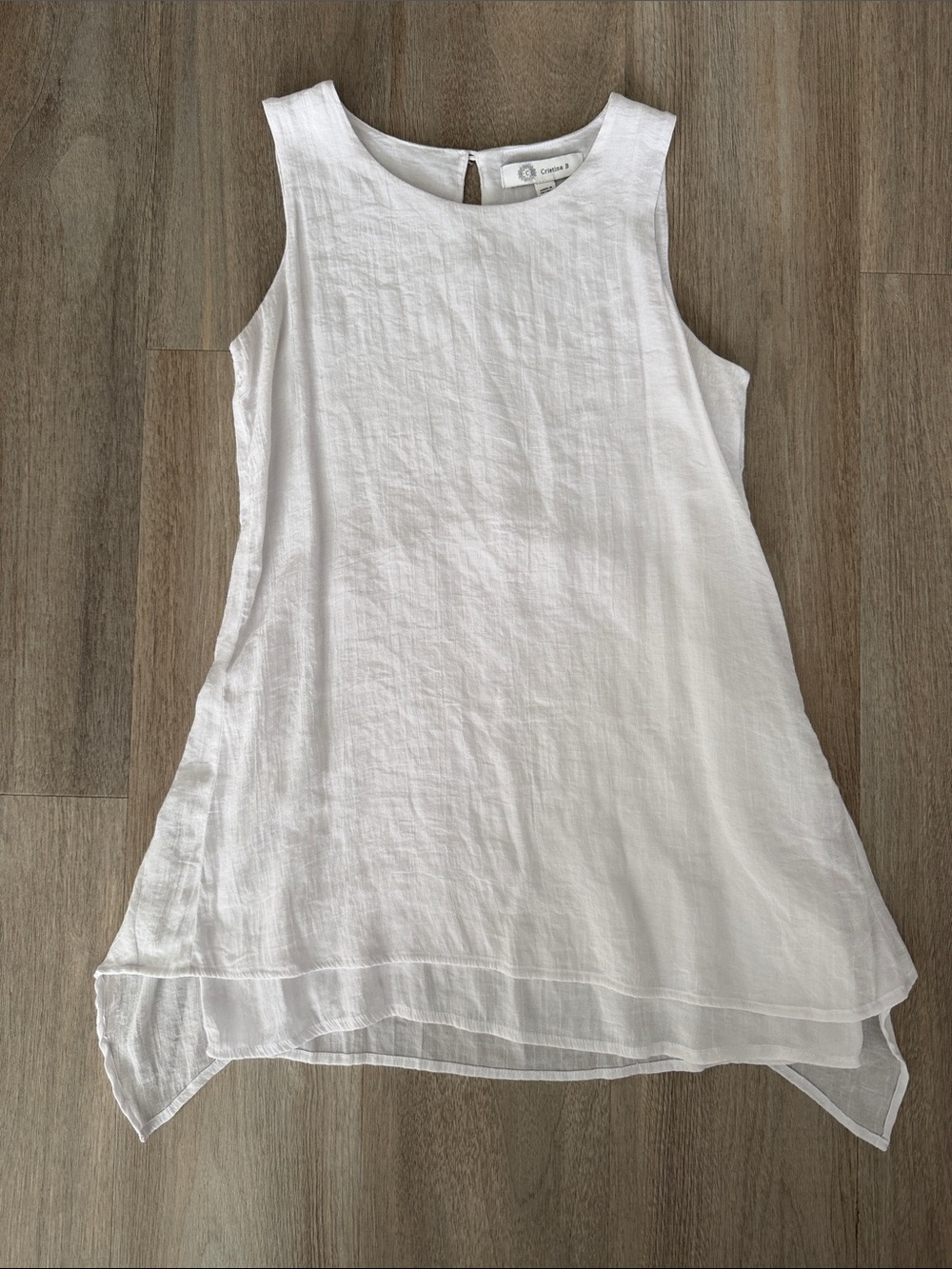Christina White Sleeveless Linen-Blend Tunic Tank